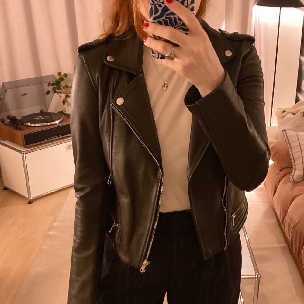 Maje Bonded Leather Motorcycle Jacket